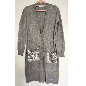 M&S Per Una 41% Wool Blend Long Cardigan, UK10/US6/S Grey